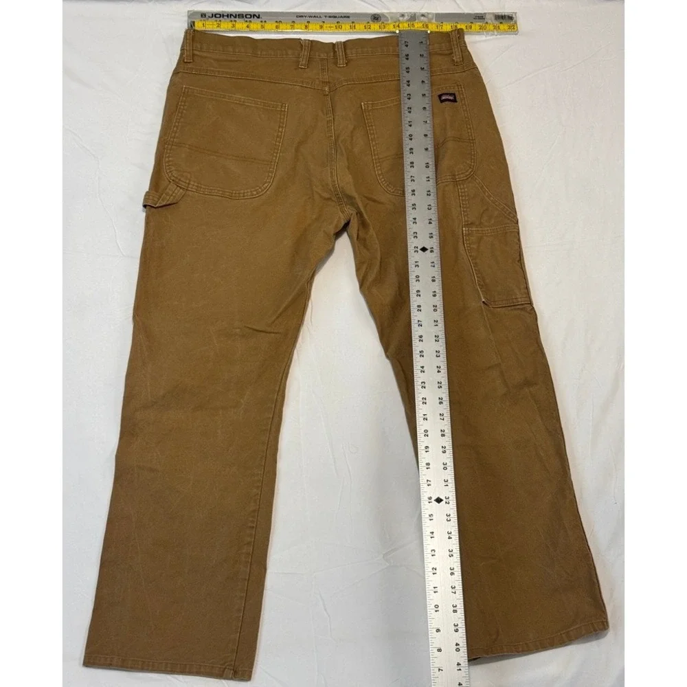 Dickies Mens Brown Duck Canvas Carpenter Pants Workwear Utility 38x29